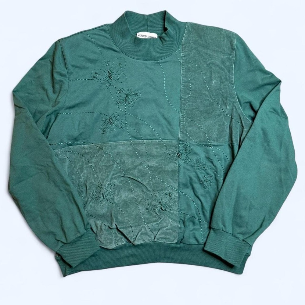 Vintage Alfred Dunner Emerald Green Butterfly Checkered Pattern